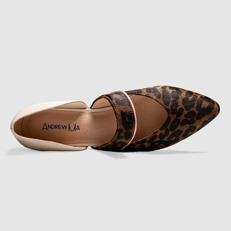 leopard print Mesa flat shoe top view
